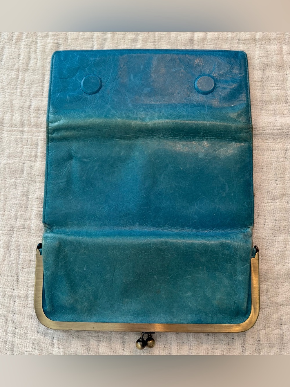 Hobo International Lauren Wallet Clutch Double Frame Light Blue Leather - Picture 2 of 8